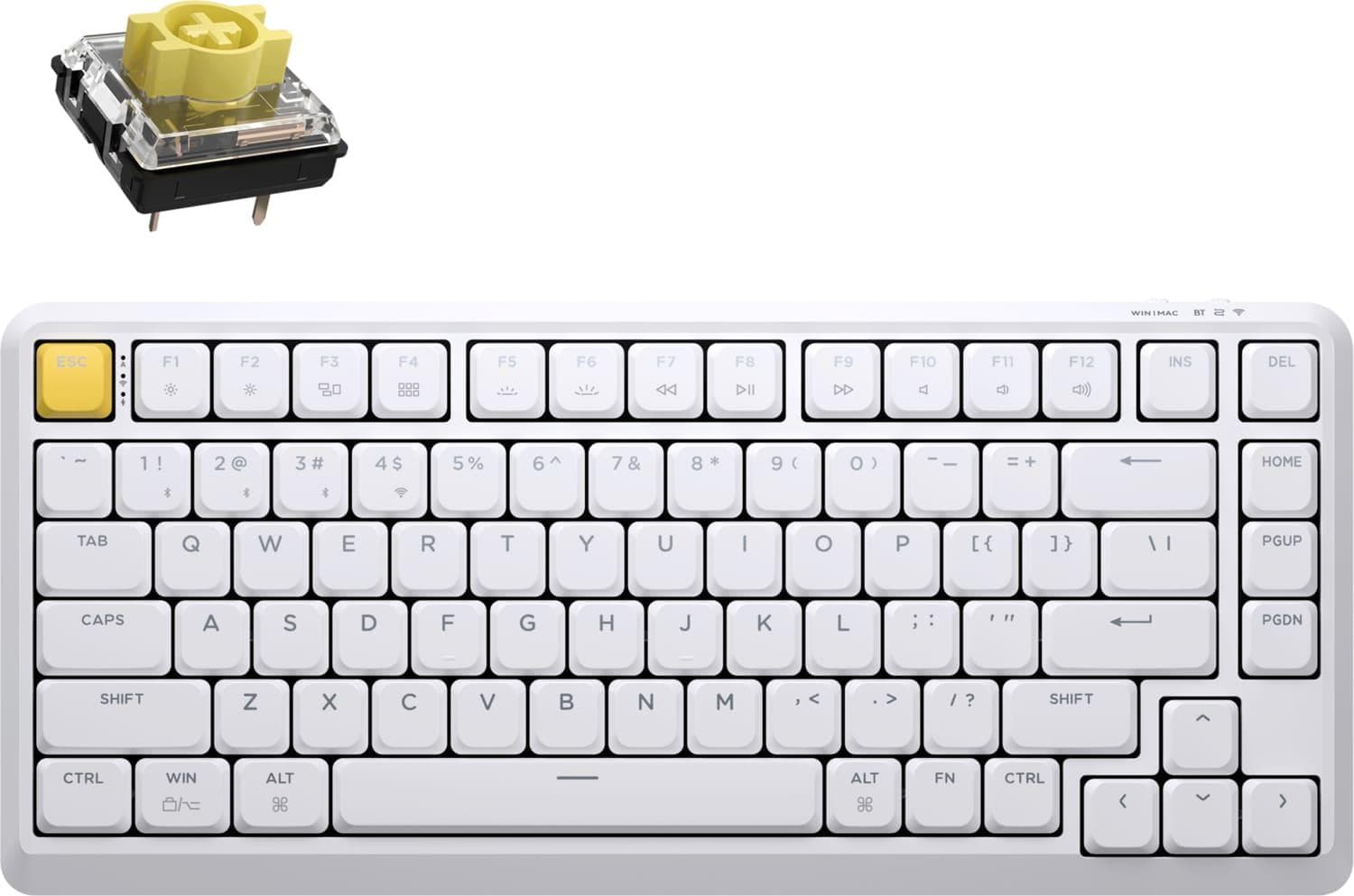 Клавіатура Keychron J1 82Key K pro Banana WL/BT/USB-A QMK Hot-swap EN/UKR RGB White
