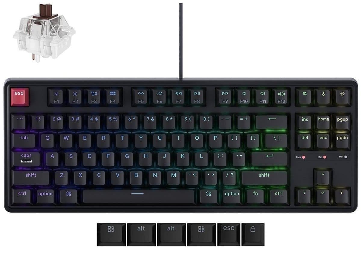 Клавіатура Keychron C3 Pro V2 87Key K pro Brown USB-A QMK Hot-swap 8K EN/UKR RGB Black