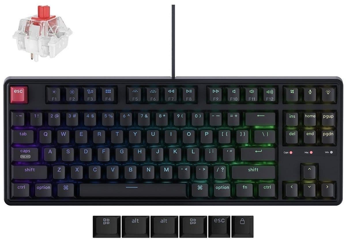 Клавіатура Keychron C3 Pro V2 87Key K pro Red USB-A QMK Hot-swap 8K EN/UKR RGB Black