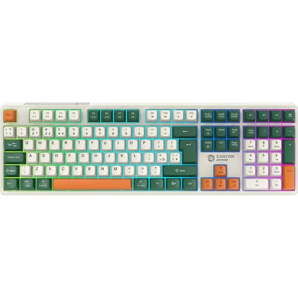 Клавіатура CANYON keyboard Shadder GKW-11 Mech RGB UK/US Wireless White