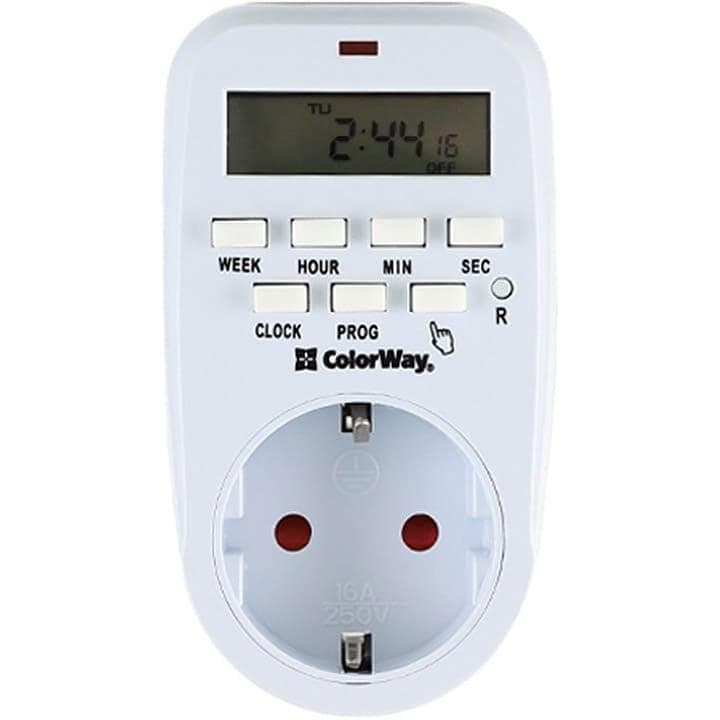 Таймер-розетка СolorWay 16A 3680W електронний тижневий 7D (CW-STE01-7D)