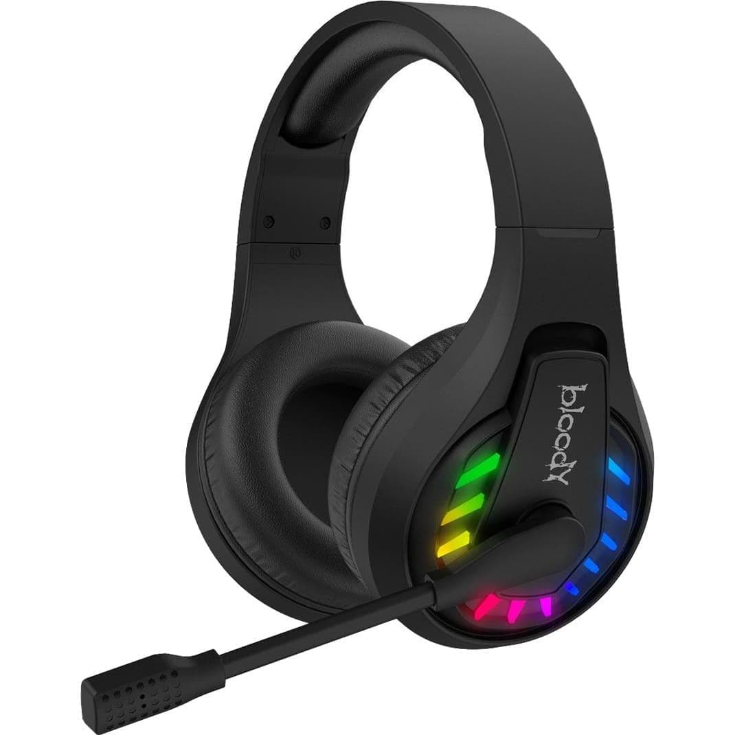 Ігрова гарнітура Bloody GR230 з LED підсвічуванням, чорний колір, Bluetooth v5.2 + 2.4GHz + 3.5 Jack