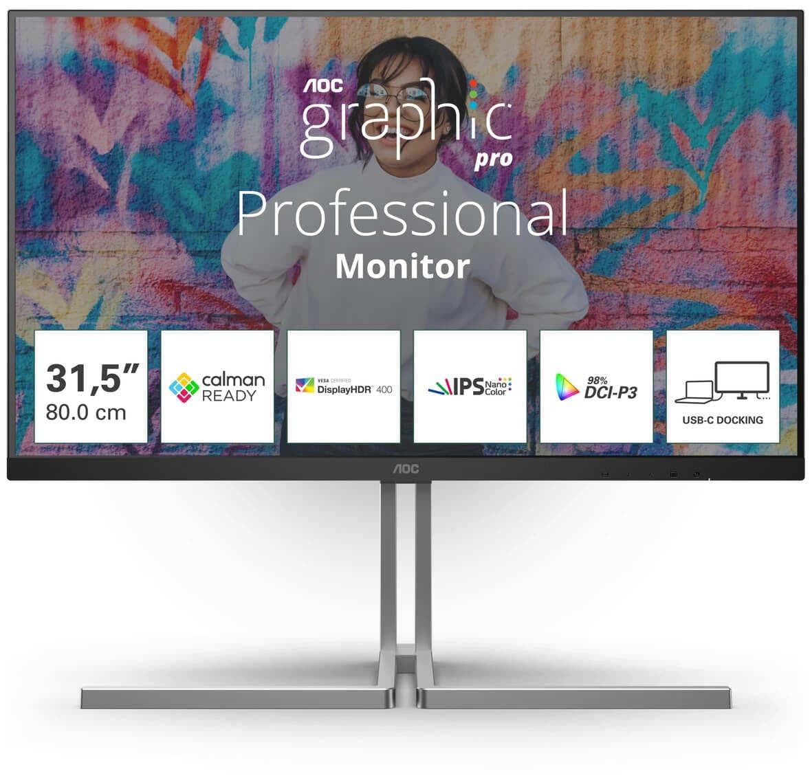 Монітор 31.5" AOC U32U3CV 3840х2160 (UHD 4K) IPS 60 Hz