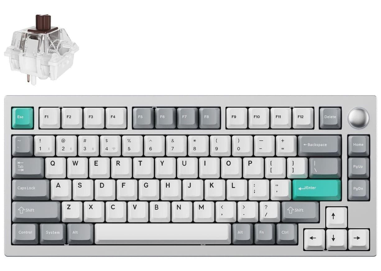 Клавіатура Lemokey P1 Pro Keychron Super Brown Wireless EN/UKR RGB Space Silver