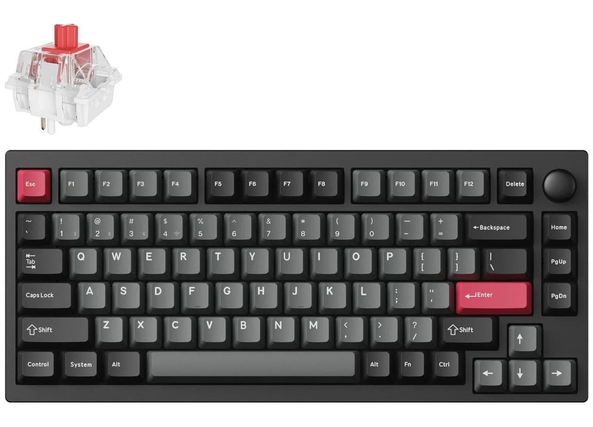 Клавіатура Lemokey P1 Pro Keychron Super Red Wireless EN/UKR RGB Carbon Black