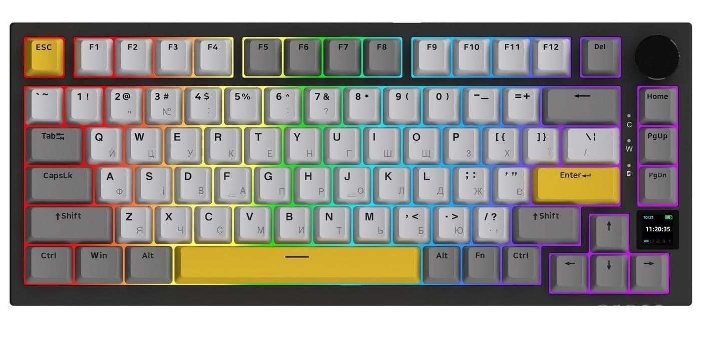 Клавіатура Ajazz AK820 PRO 75% Exploded Flying Fish Switch Black RGB (AK820PRO-FF-BGY)
