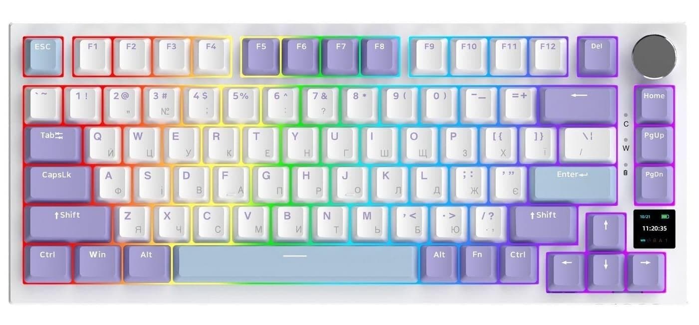 Клавіатура Ajazz AK820 PRO 75% Exploded Flying Fish Switch White RGB (AK820PRO-FF-PWB)
