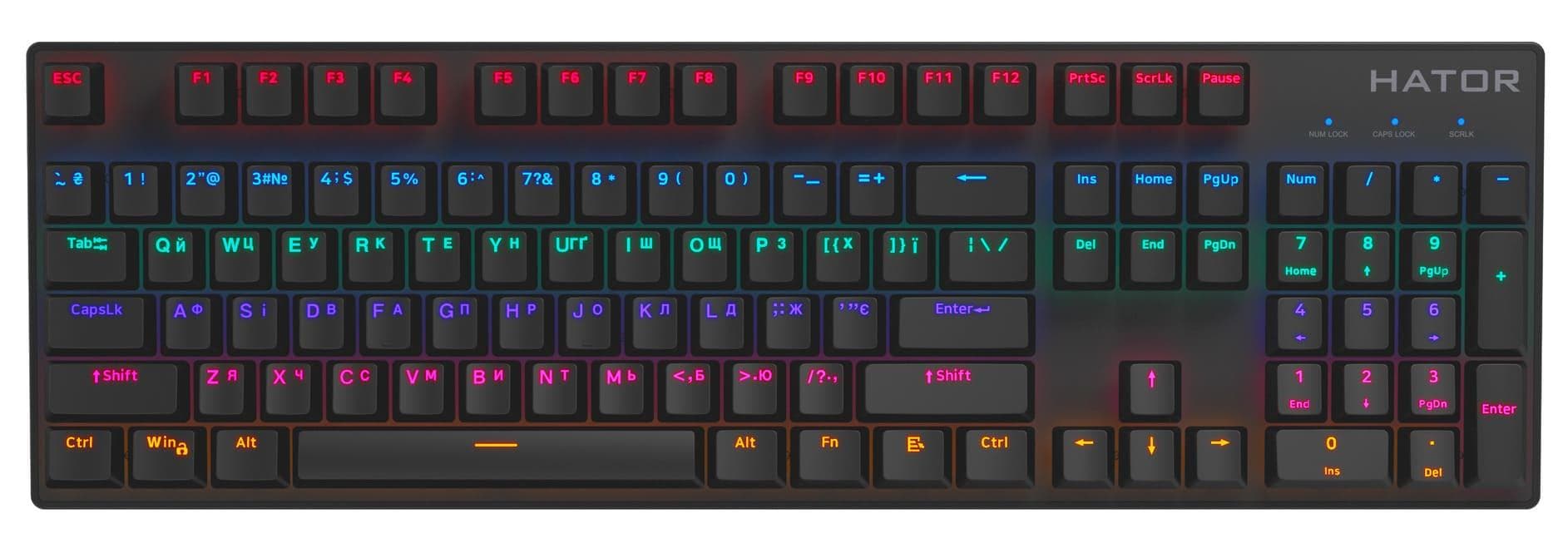 Клавіатура HATOR Starfall Rainbow Origin Red (HTK-608) RGB USB Black
