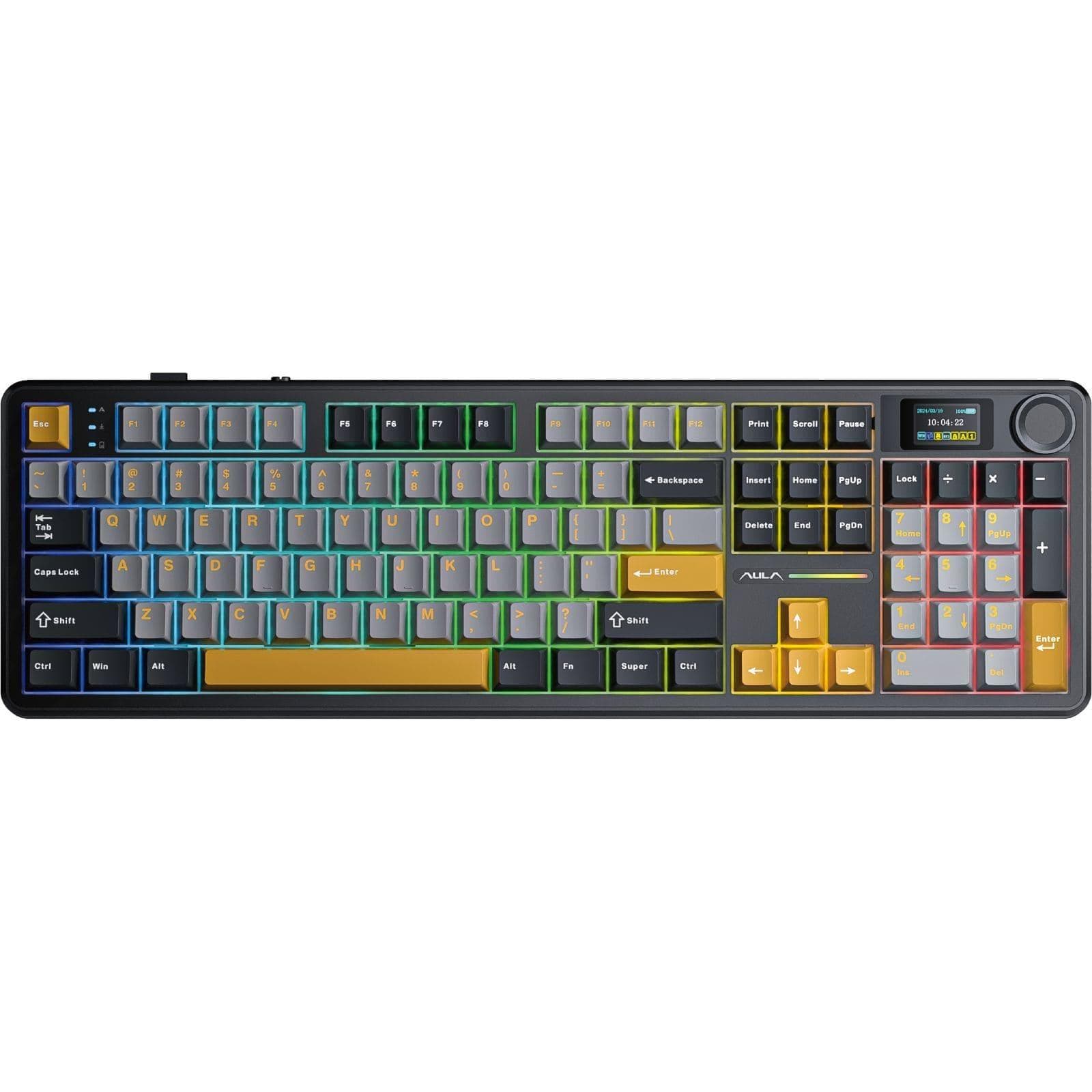 Клавіатура AULA F108 Pro Wireless Gasket Keyboard Reaper Switch 2.4G/BT EN/UA Black