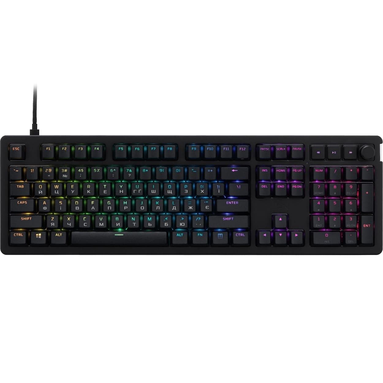 Клавіатура HyperX Alloy Rise 106key, Red, USB-A, EN/UA, RGB, чорний