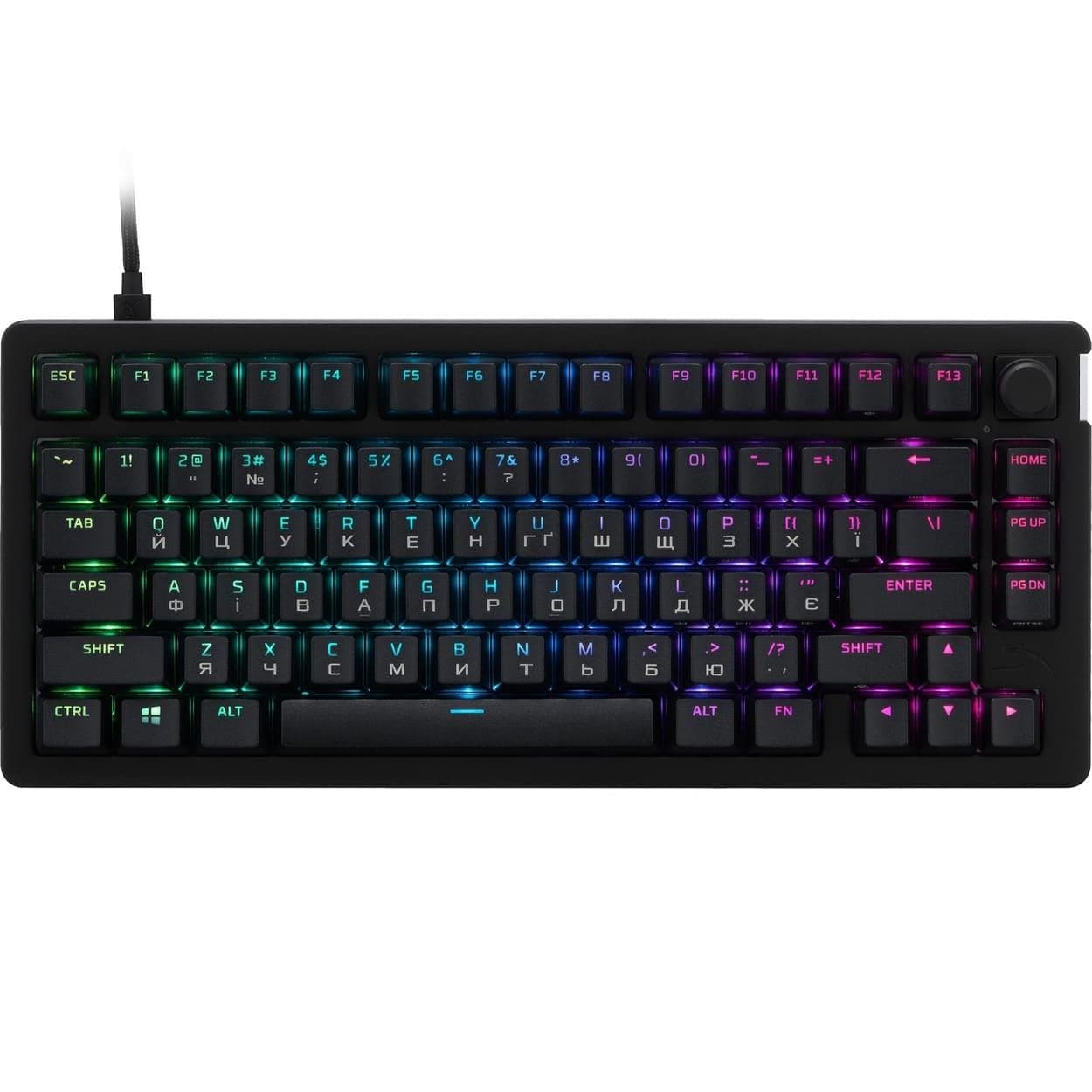 Клавіатура HyperX Alloy Rise 75key, Red, USB-A, EN/UA, RGB, чорний