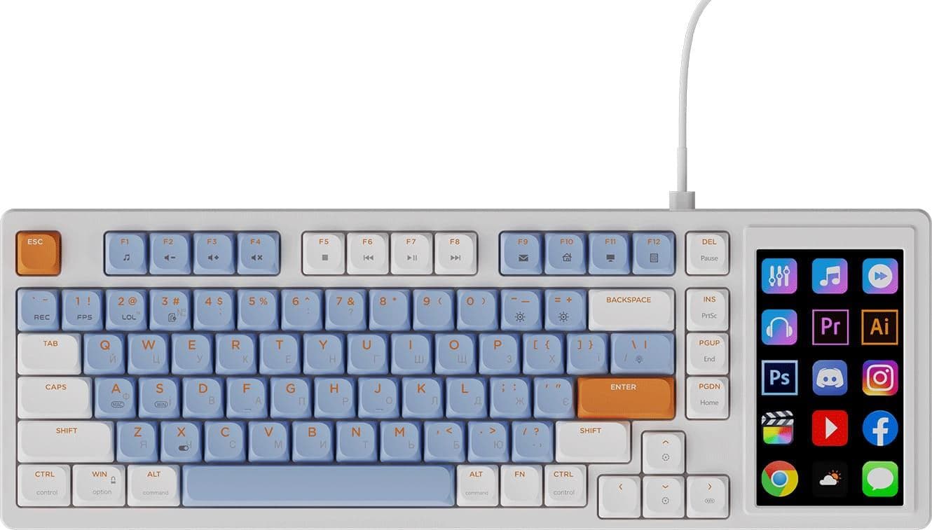 Клавіатура Ajazz AKP815 Red Switch RGB with 4.95" LCD Touch Screen White Blue Orange