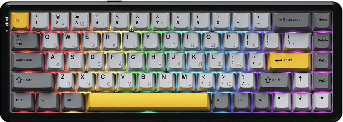 Клавіатура Ajazz AK680 MAX (8+8K) Magnetic Switch Black Gray Yellow Keycaps RG