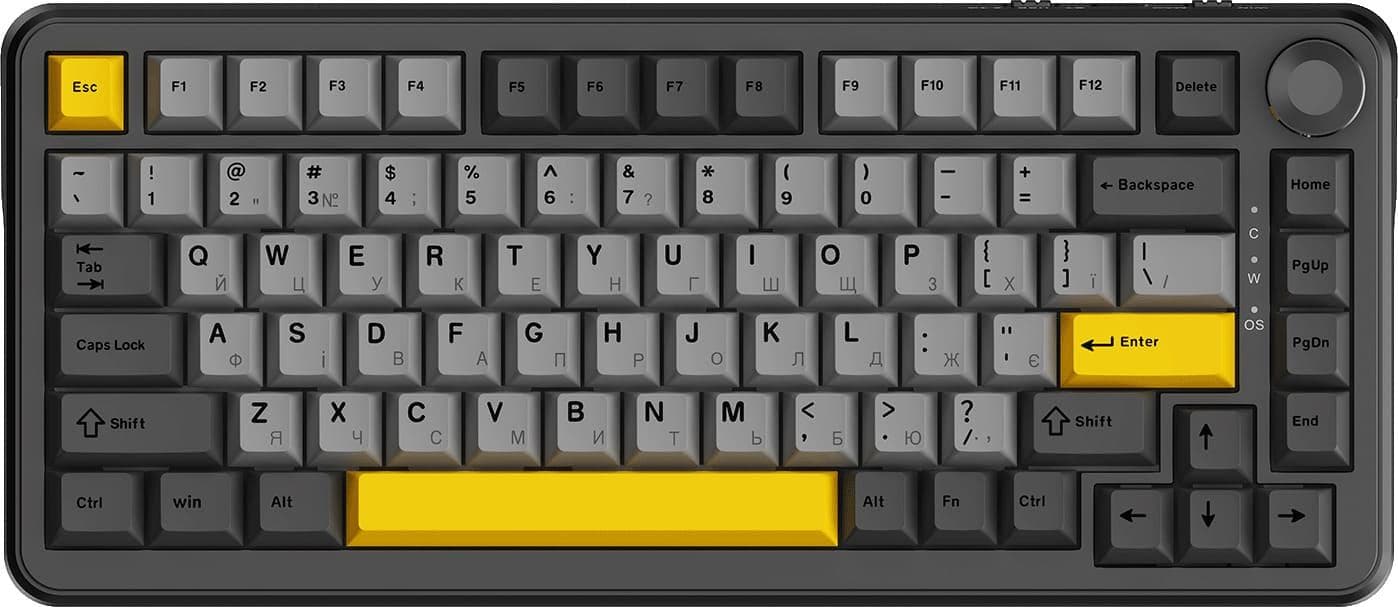 Клавіатура Ajazz AK820 MAX Magnetic switches Black Gray Yellow RGB