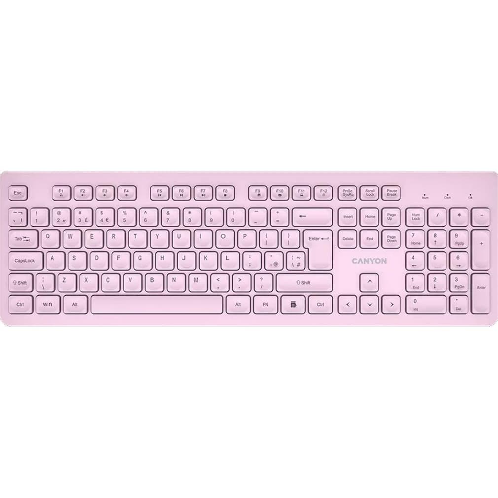 Клавіатура CANYON HKB-W01 UK/US AAA Wireless Pink