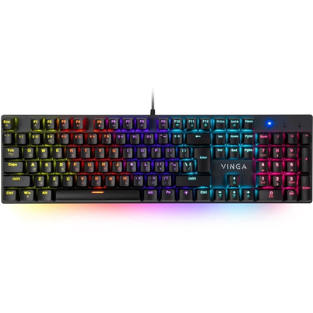 Клавіатура Vinga KBGM-100 LED Blue Switch USB Black (KBGM-100 Black)