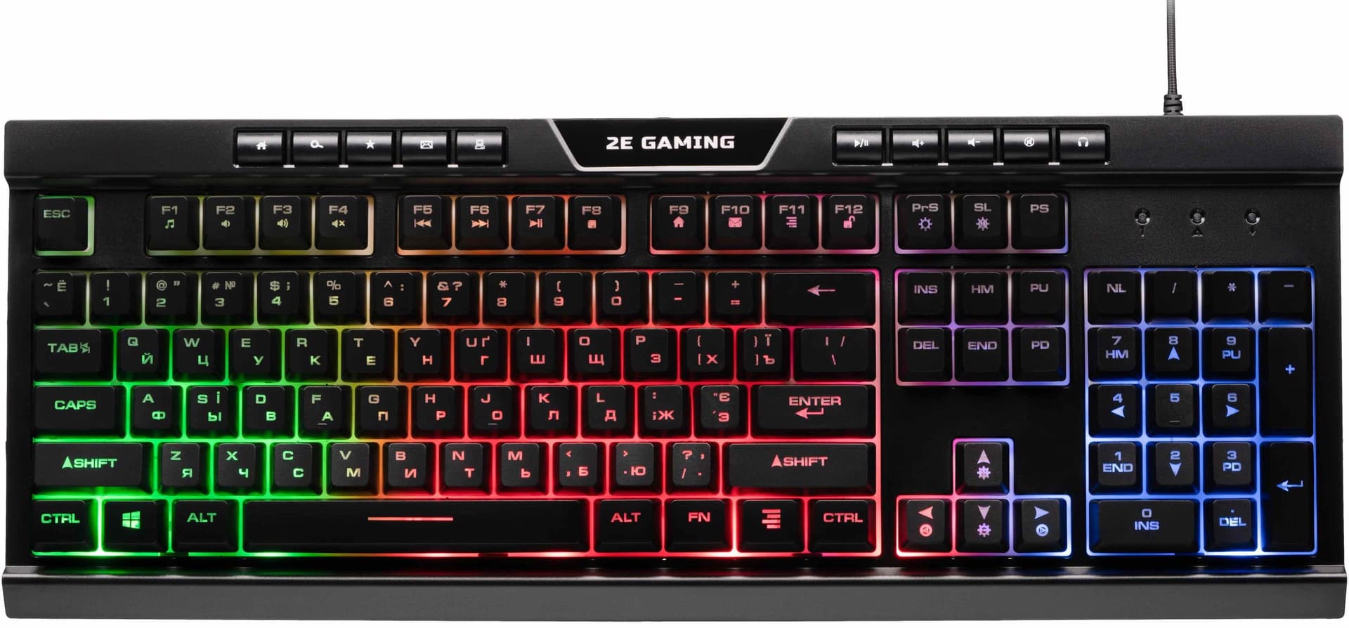 Клавіатура 2E Gaming KG300 LED USB Ukr (2E-KG300UB) Black