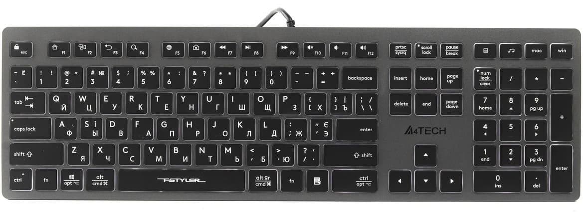 Клавіатура A4TECH Fstyler FX60H White Backlit USB Grey