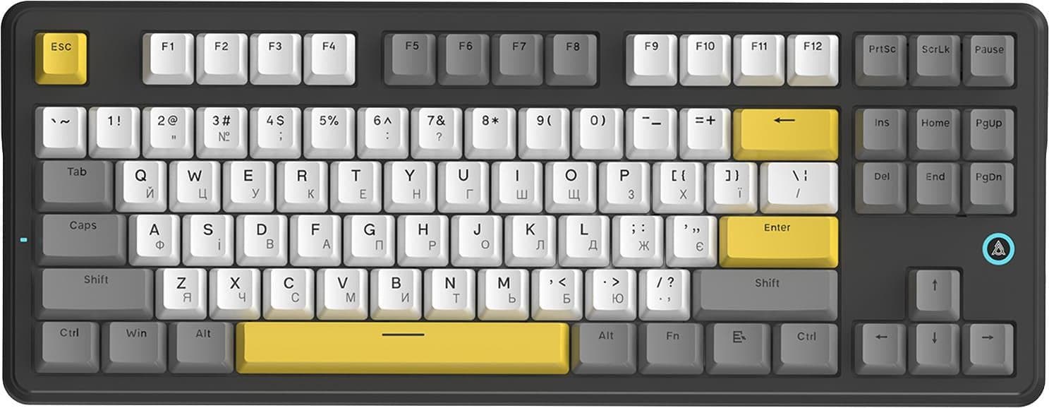 Клавіатура Ajazz AK870 V2 Flying Fish switches Black Gray Yellow (AK870-V2-FF-BGY)