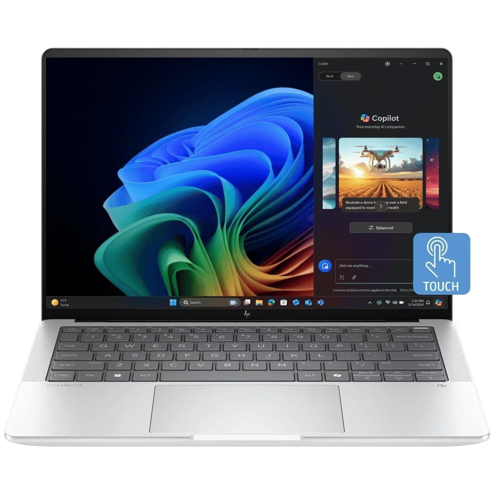 Ноутбук 14 HP EliteBook X G1a 2.8K Touch/Ryzen 7 360/32GB/1TB/UMA/W11P/Silver