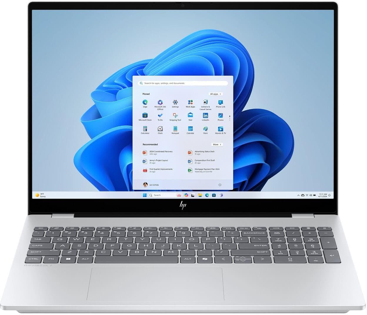 Ноутбук 16 HP OmniBook 7 16-ay0000ua 2K OLED Touch/U7-255H/32GB/1TB/RTX 4050 6GB/Win11/Silver