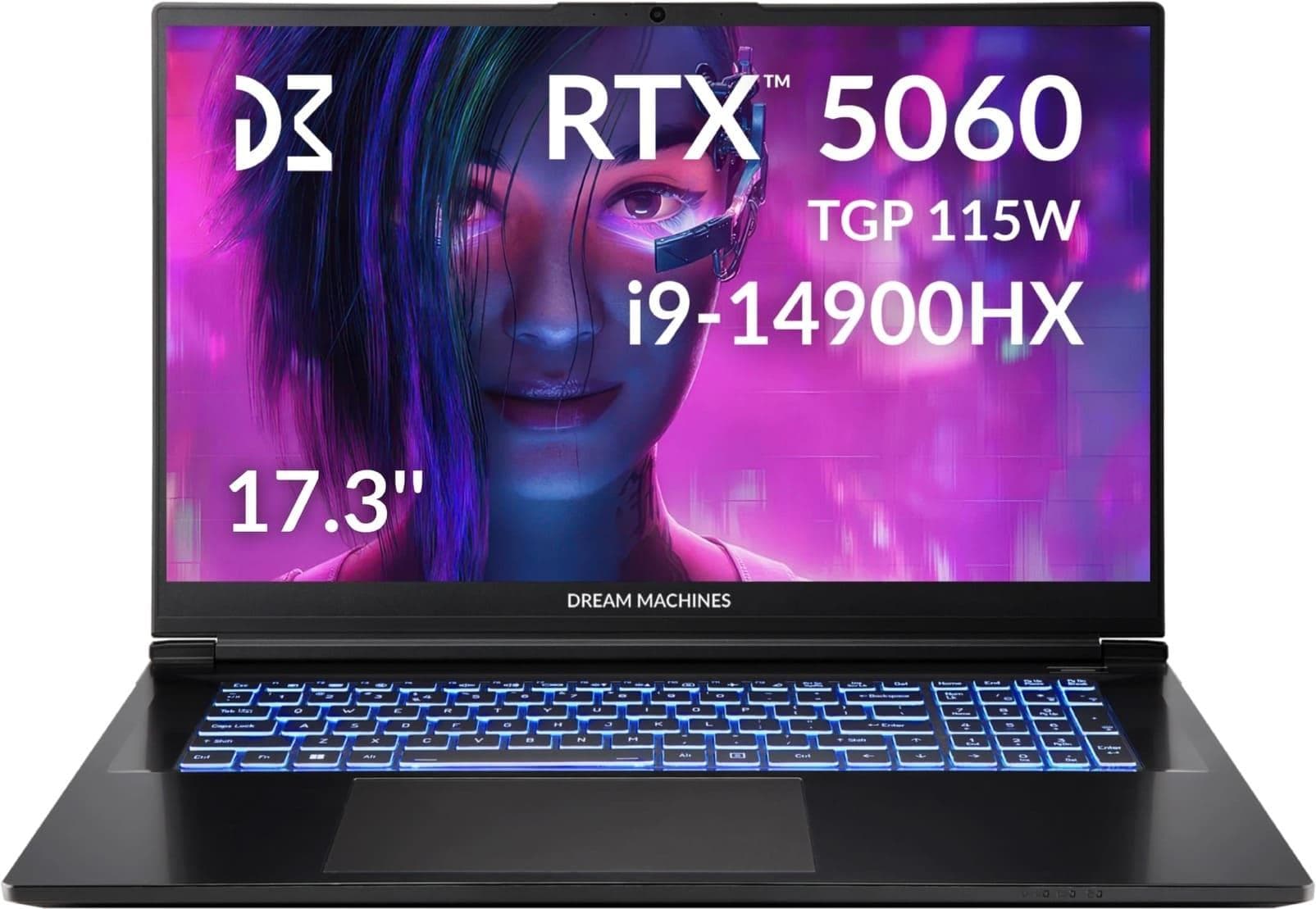 Ноутбук 17.3 Dream Machines RG5060-17 QHD IPS/Intel i9-14900HX/32GB/2TB/RTX 5060 8GB/DOS/Black