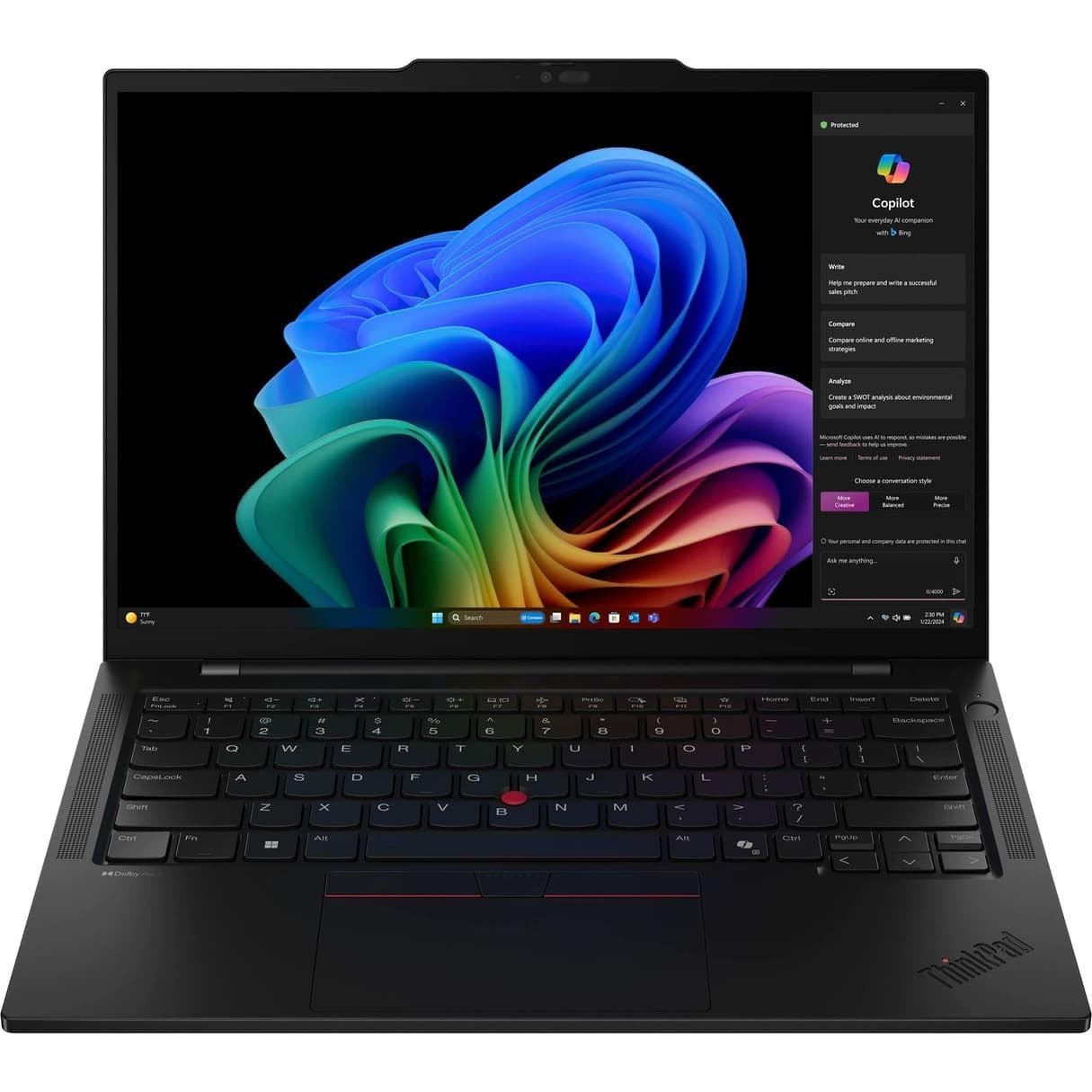 Ноутбук 14" Lenovo ThinkPad T14 G6 (21N1000SRA) FHD/Snapdragon X1E-78-101/32GB/SSD 1TB/Qualcomm Adreno/Win 11 Pro/Black