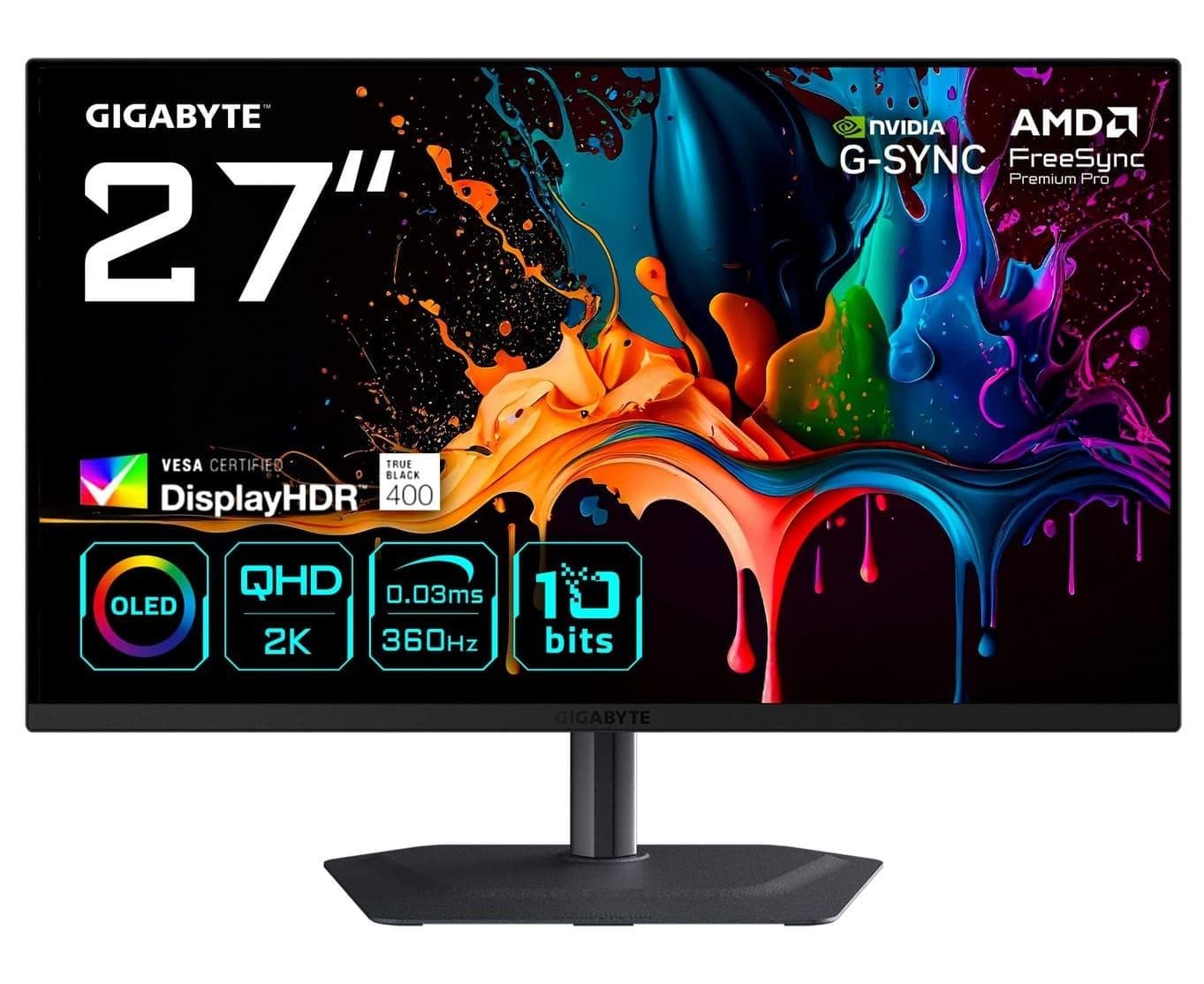 Монiтор 27" Gigabyte MO27Q3 Gaming Monitor QD-OLED QHD OLED 360Hz