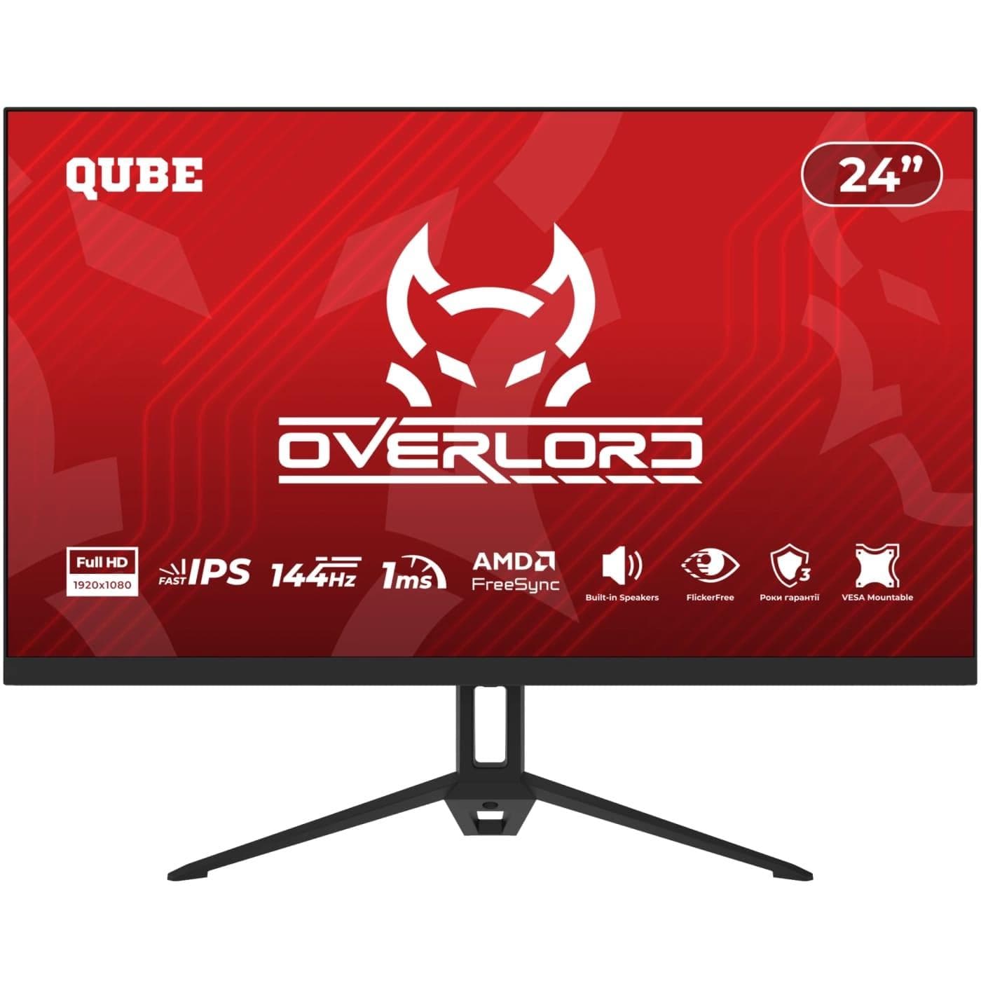 Монітор 24" Qube Overlord G24F144S FHD IPS 144Hz