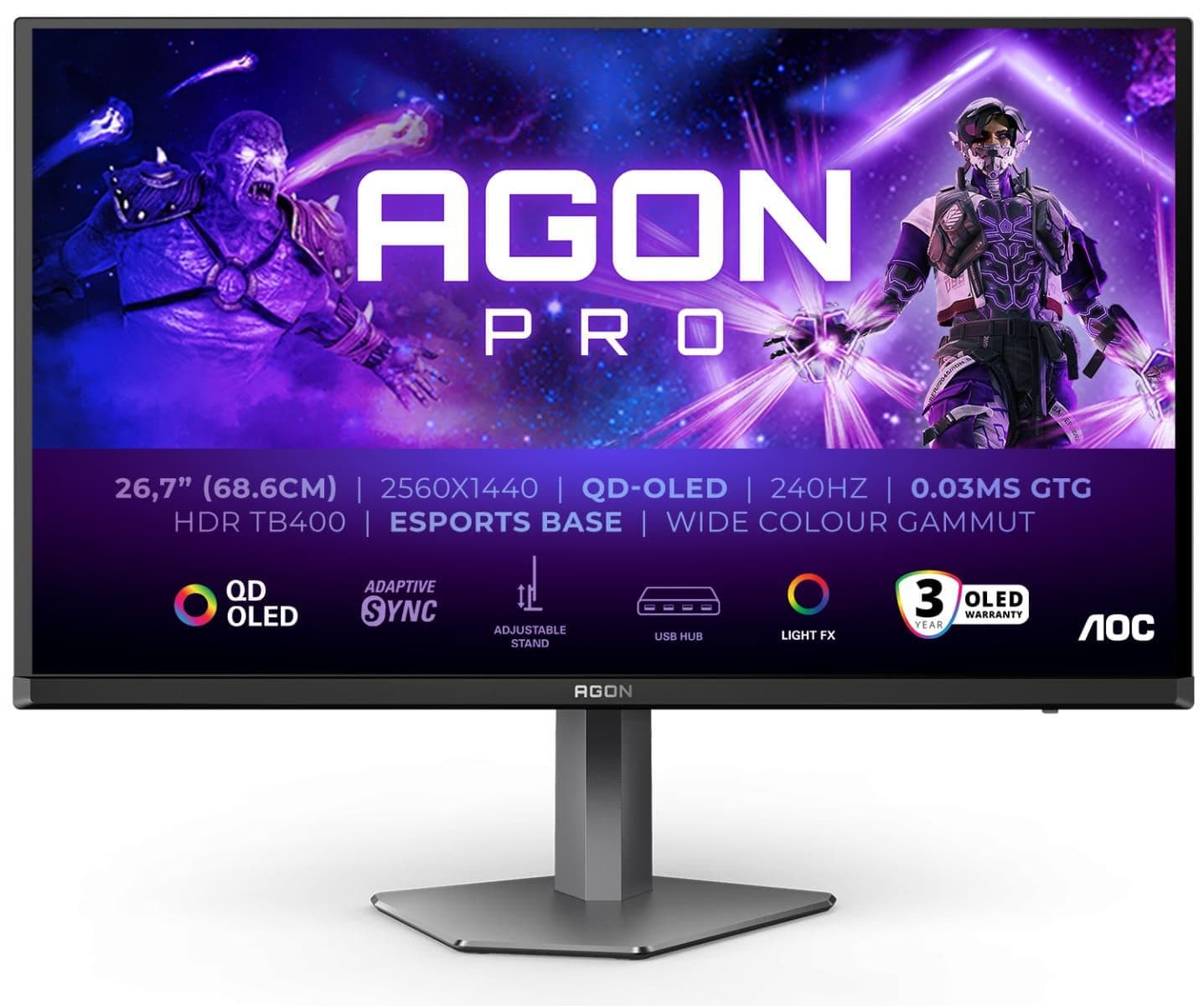 Монітор 26.5" AOC AGON Pro AG276QZD2 QD-OLED QHD OLED 240Hz