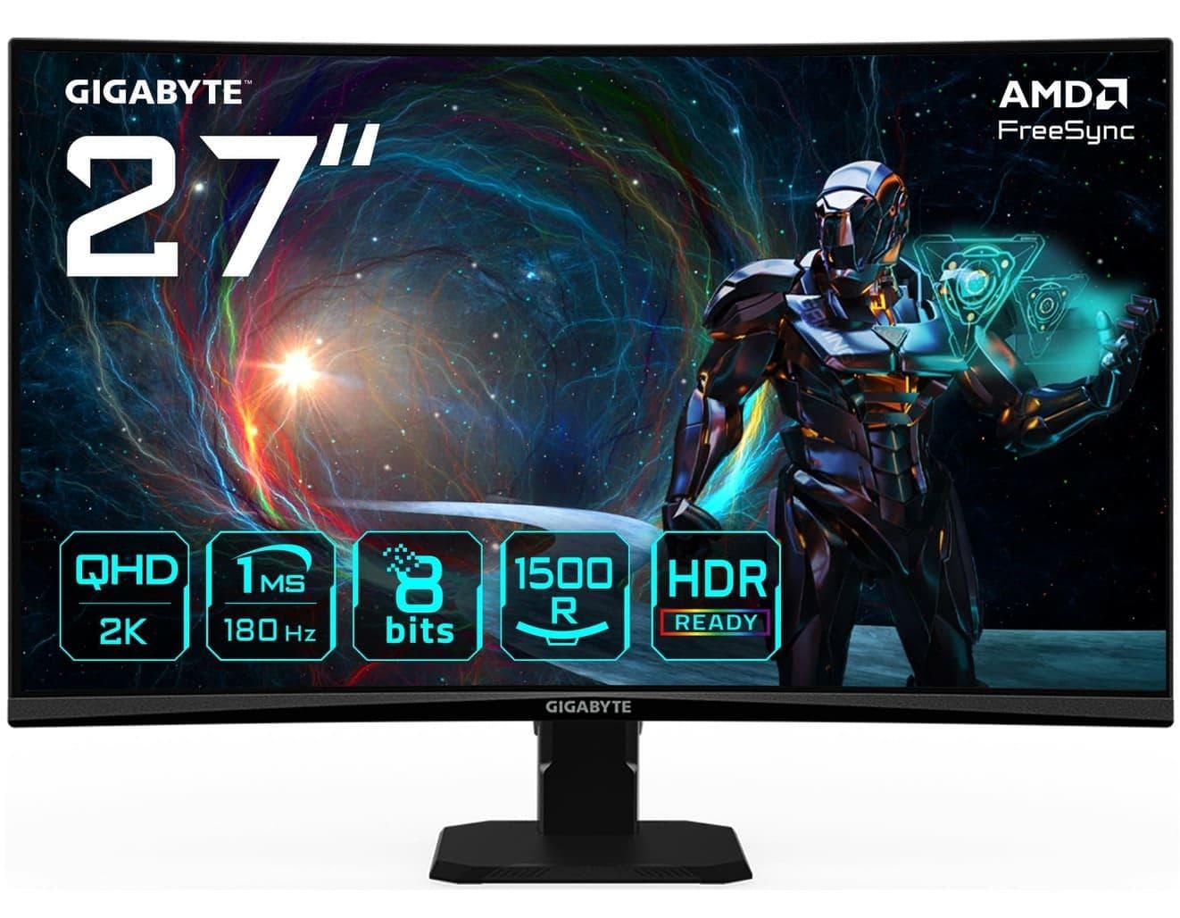 Монітор 27" Gigabyte GS27QCA Gaming Monitor Curved QHD VA 180Hz