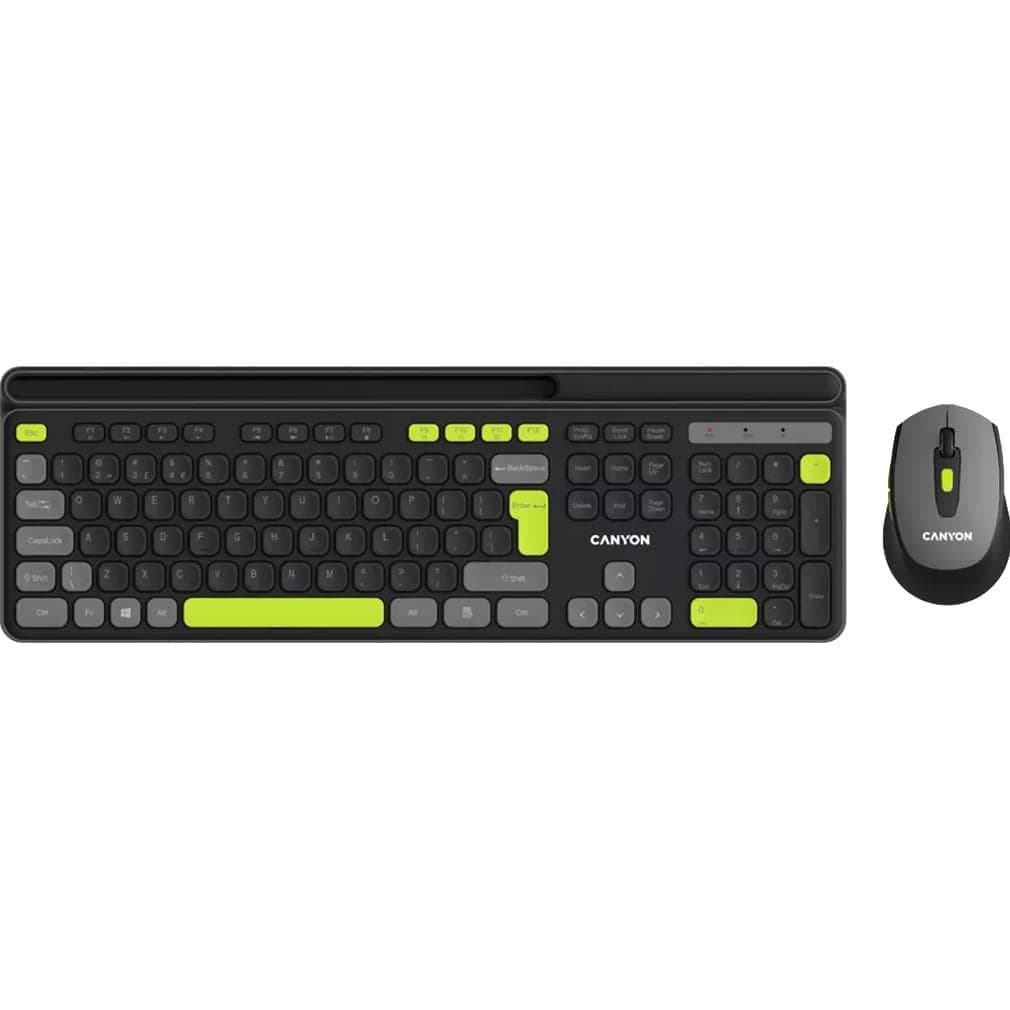 Комплект (Клавіатура та Миша) CANYON HSET-W5 EN AAA+AA Wireless Black