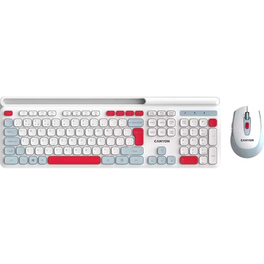 Комплект (Клавіатура та Миша) CANYON HSET-W5 EN AAA+AA Wireless White