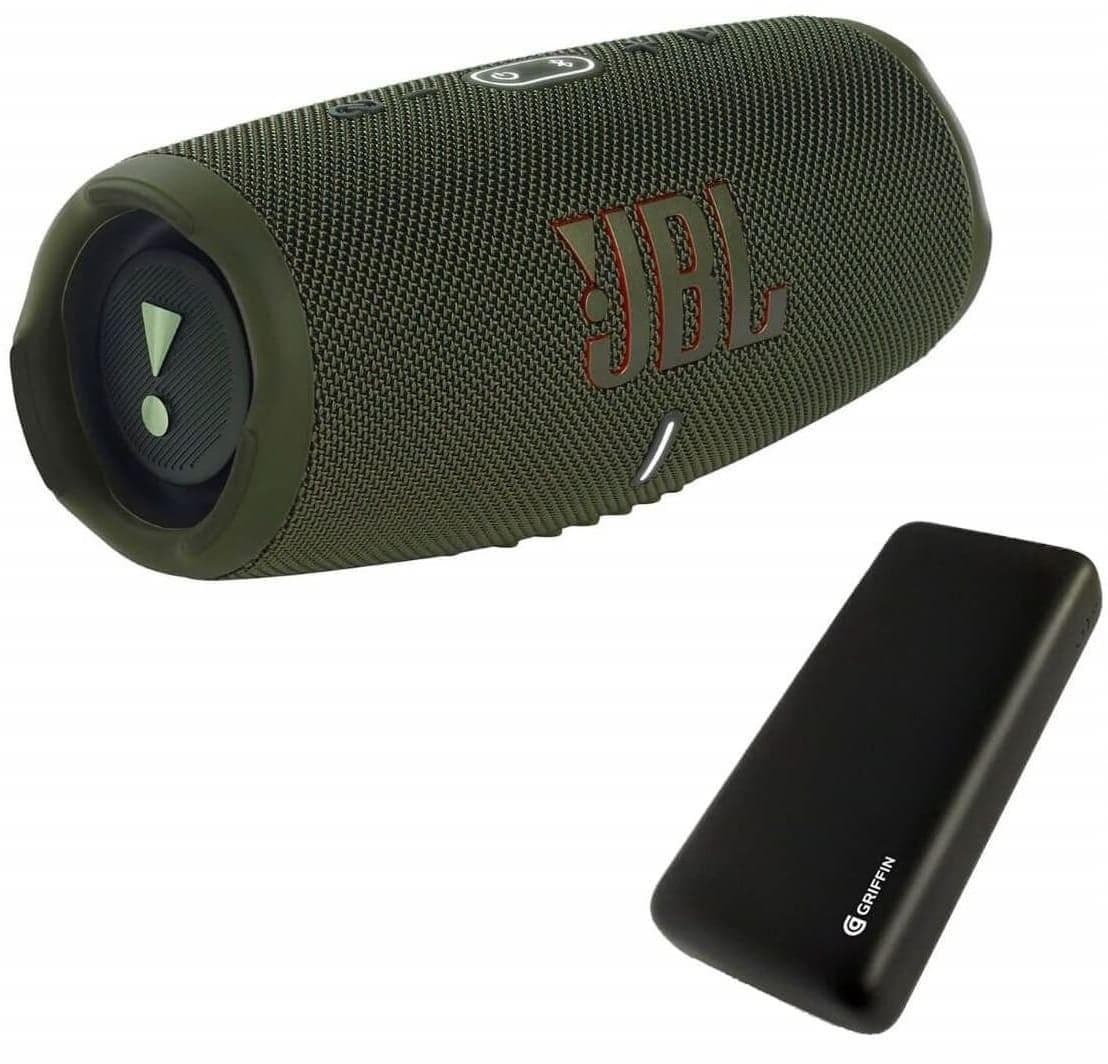Портативна акустика JBL Charge 5 Green (JBLCHARGE5GRNPB) + Griffin 20000 mAh