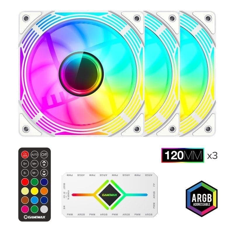 Вентилятор GameMax 120mm*3 KIT ARGB fan KF300 WH