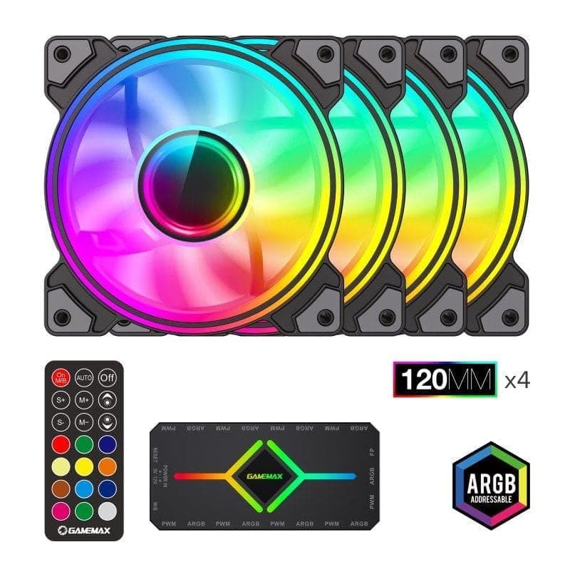 Вентилятор GameMax 120mm*4 KIT ARGB fan DRH400