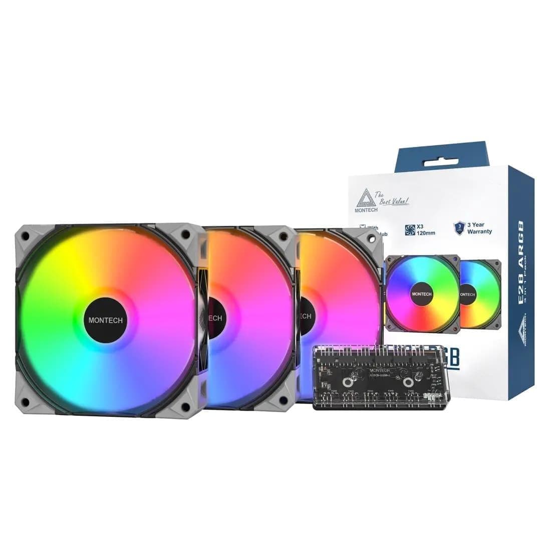 Комплект вентиляторів MONTECH 120MM E28 ARGB 3 PACK (B)