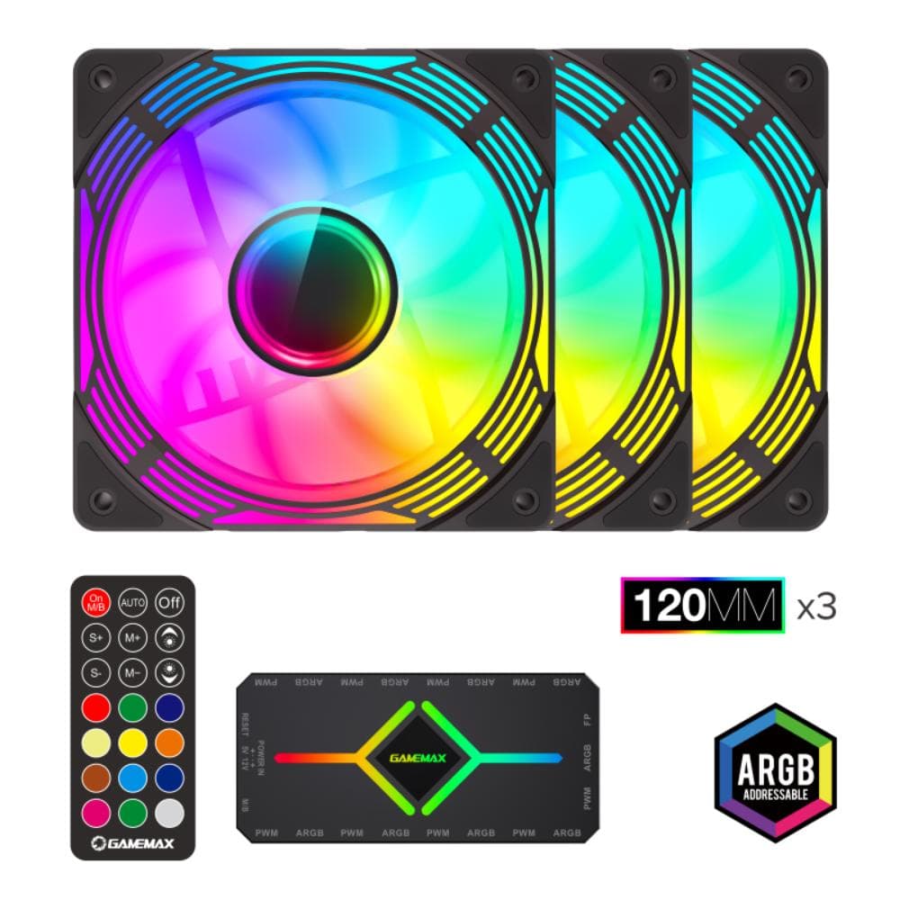 Вентилятор GameMax 120mm*3 KIT ARGB fan KF300 BK